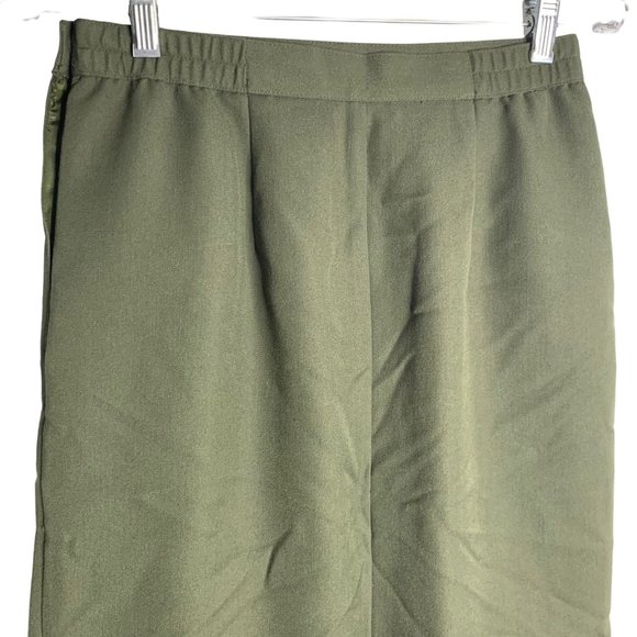 Vintage Leslie Fay Pencil Skirt S Green Pockets Wool Pleated Button Union Made - Picture 4 of 5